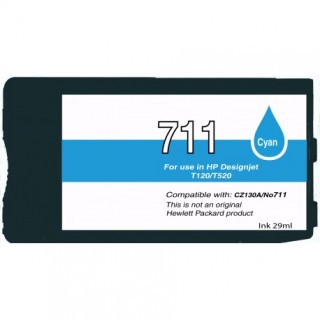 CZ130A / N°711 cartouche d'encre Cyan compatible pour imprimante HP