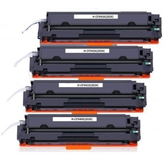 Pack 4 cartouches de toner compatible HP 203X BK/C/Y/M